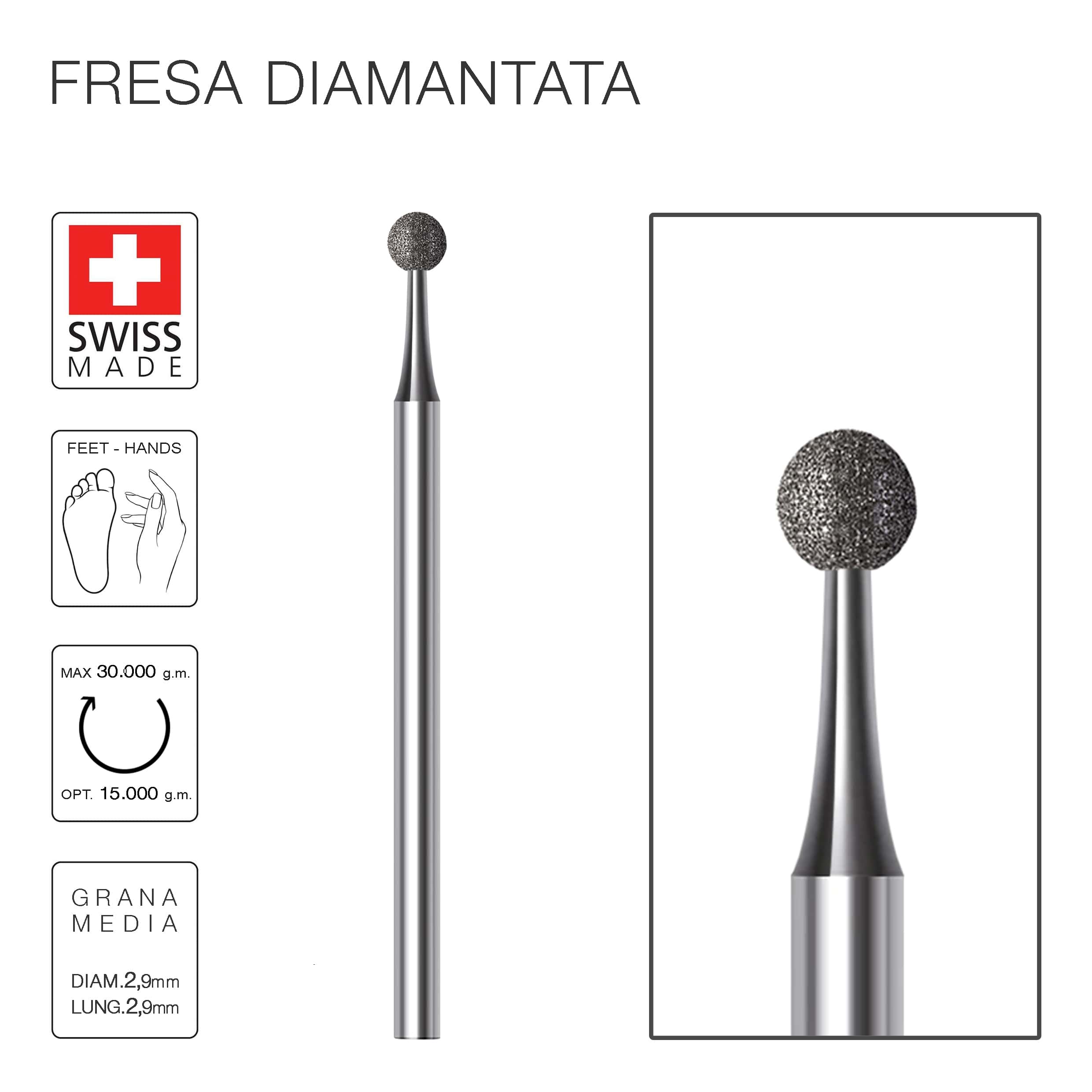 Kit Frese Diamantate Sfera 3 pezzi.