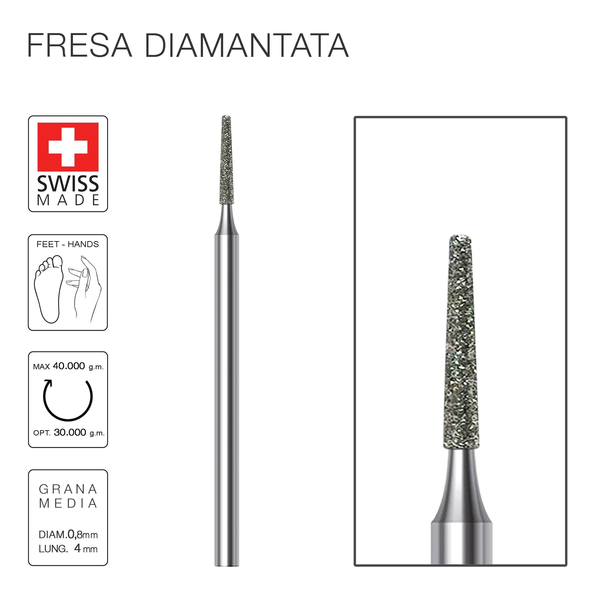 Fresa Diamantata Ago medio 1,6 mm