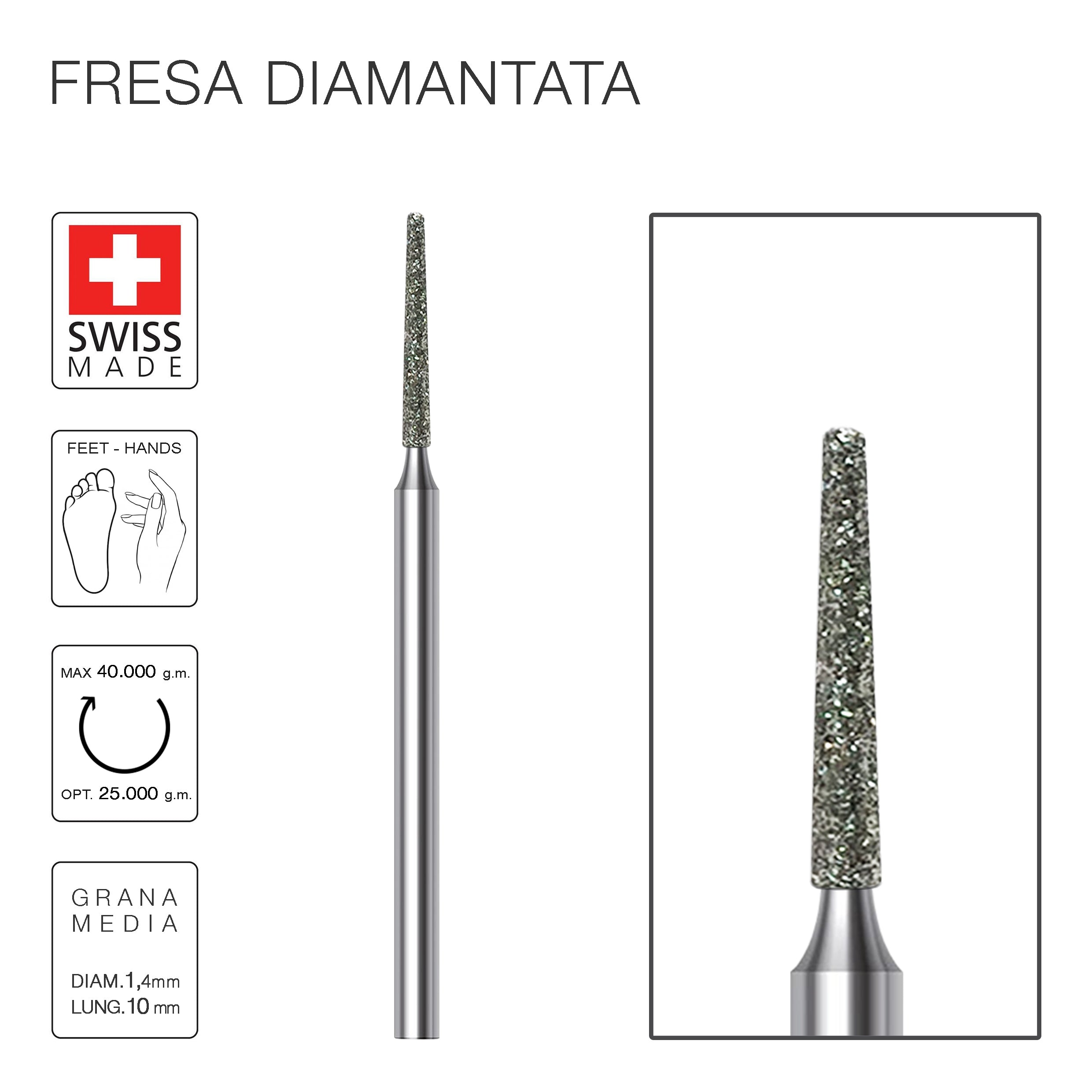 Fresa Diamantata Ago lungo 1,4 mm