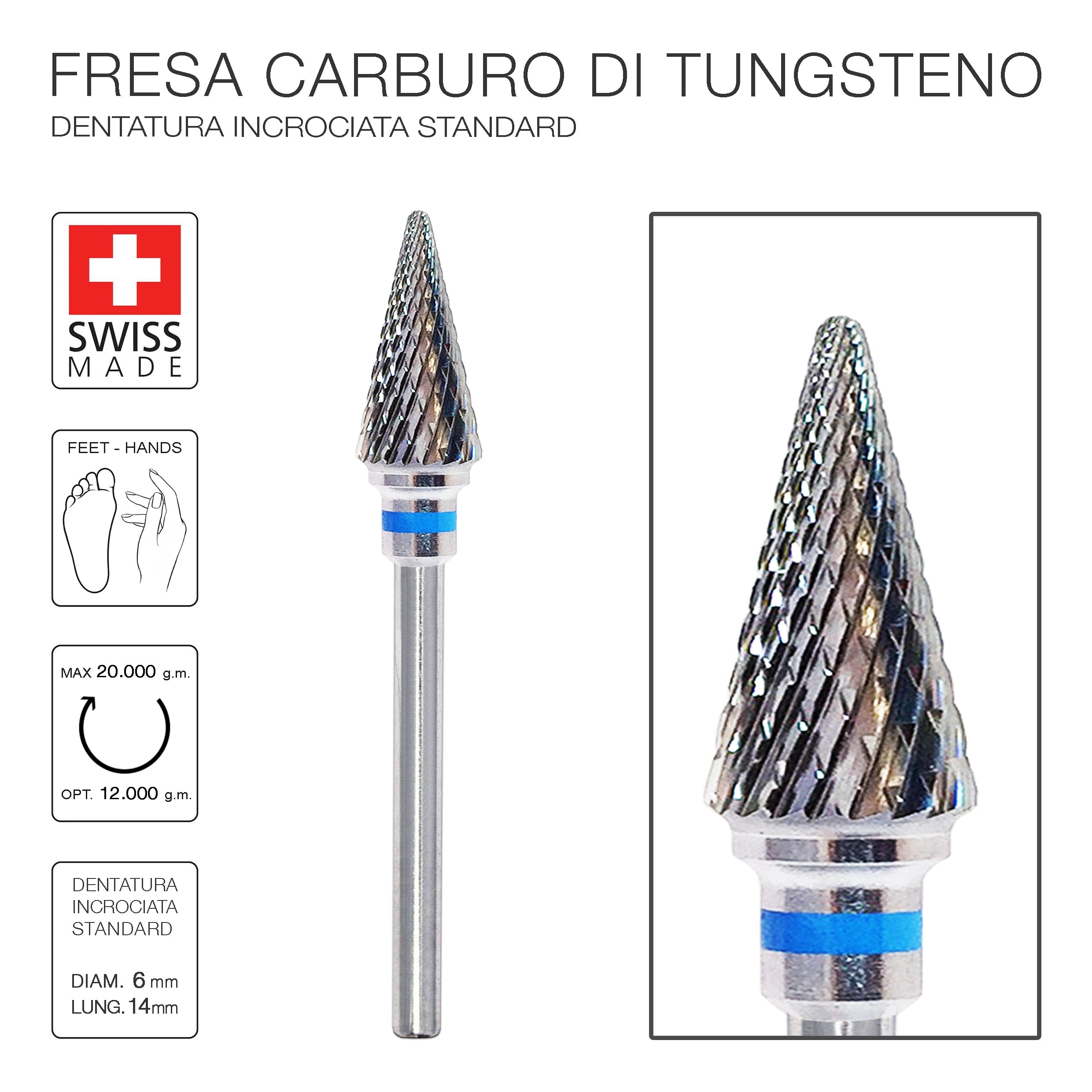 Fresa Carbonio Cono 6,0mm