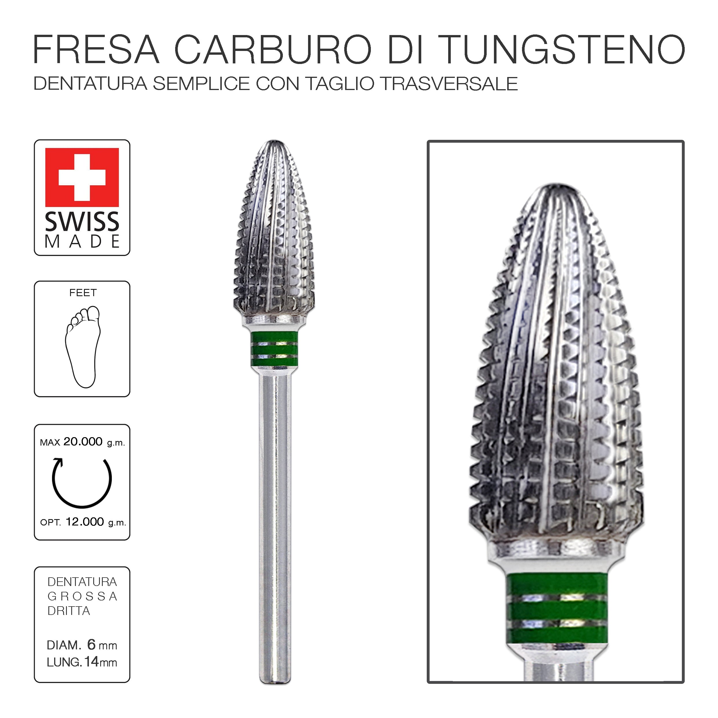 Fresa Carbonio Cono smussato 6,0mm