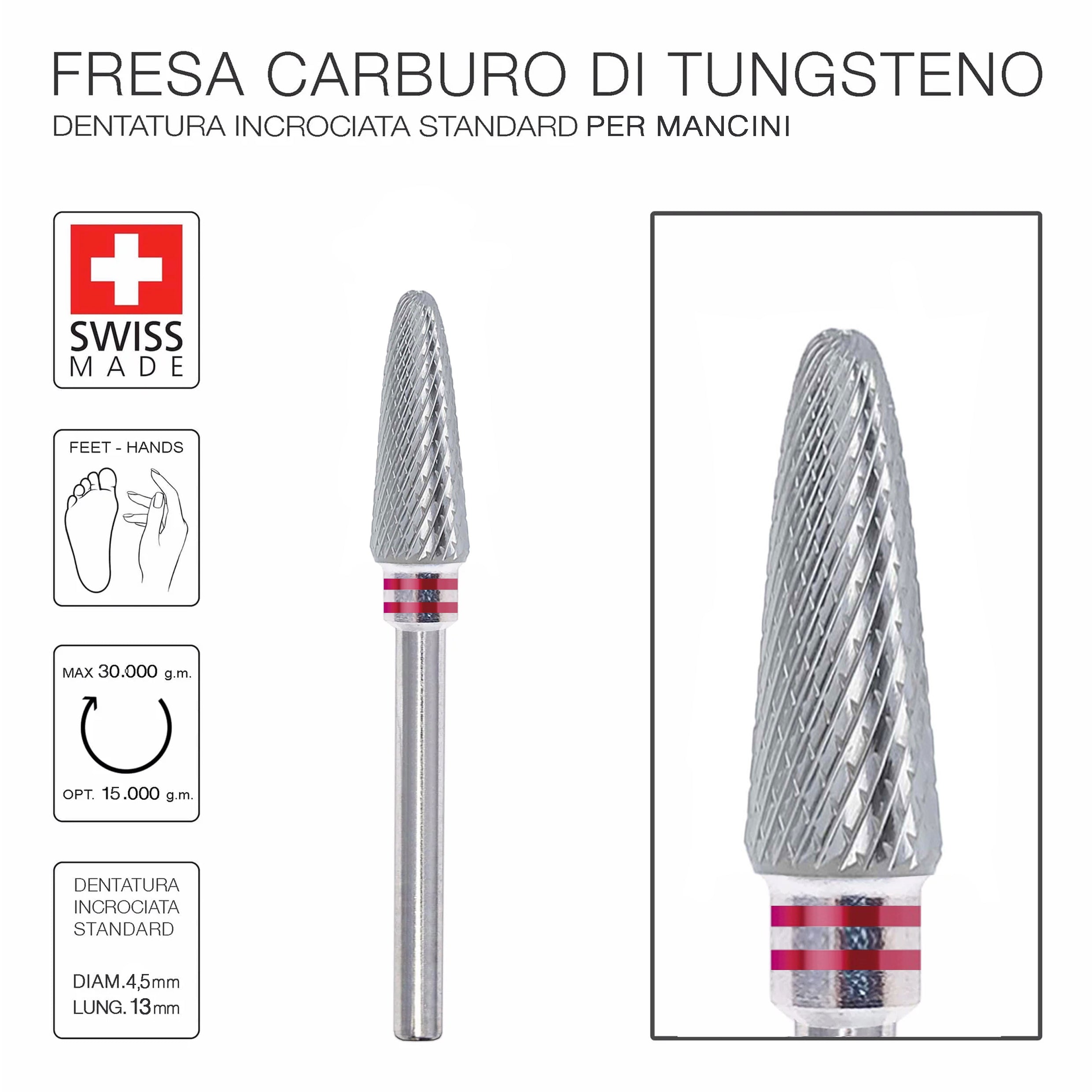 Fresa Carbonio Cono smussato 4,5mm per mancini