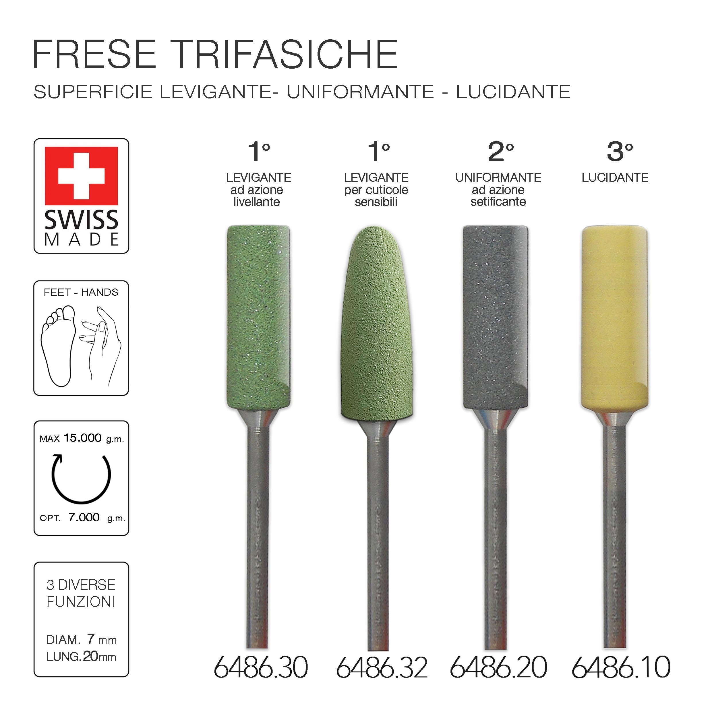 Frese Trifasiche per lucidatura 4pz.