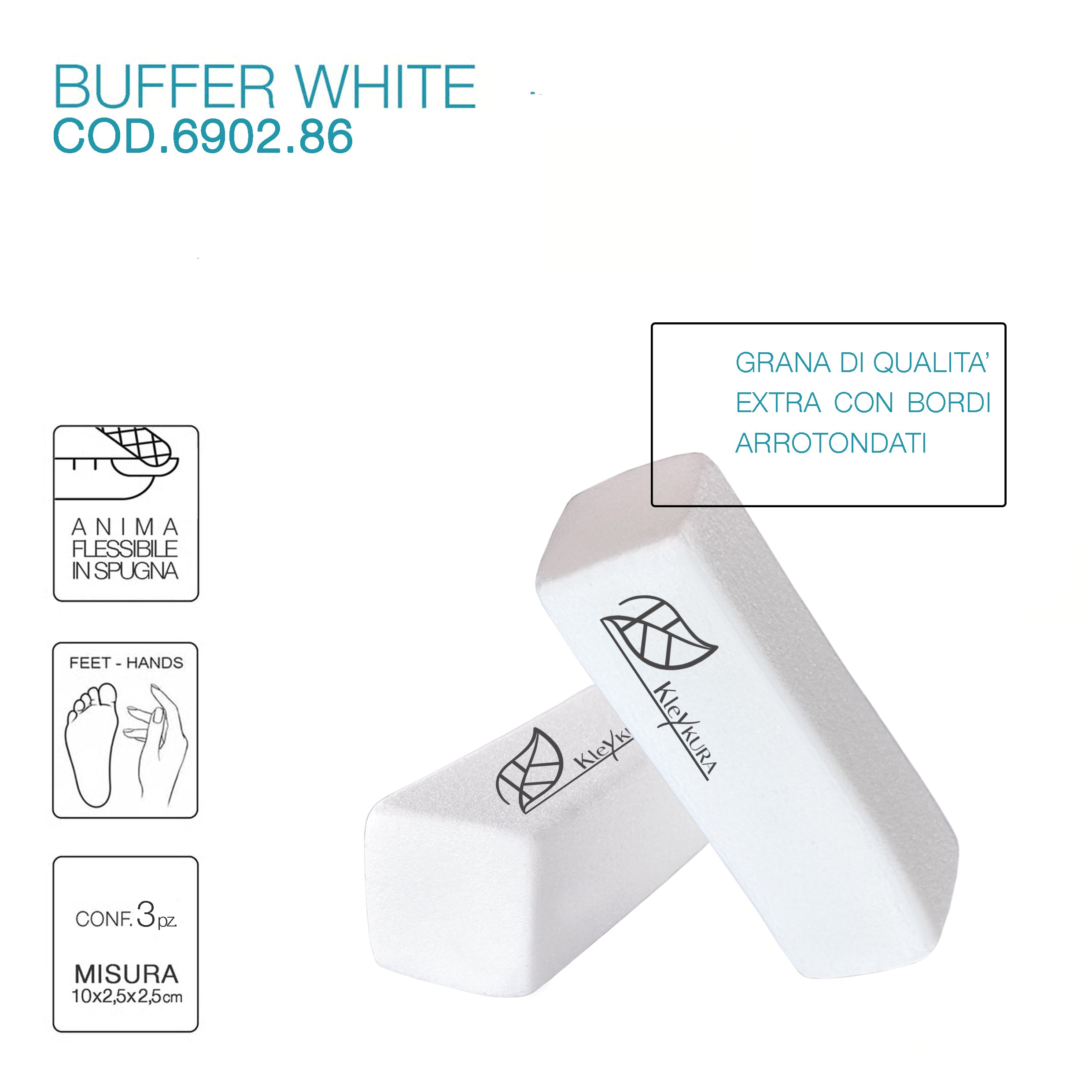 🎁 Buffer White arrotondato - conf. 3 pezzi (100% off)